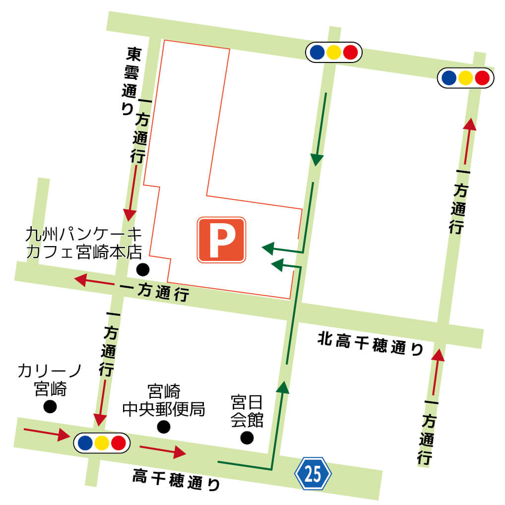 カリーノ宮崎平面駐車場の地図